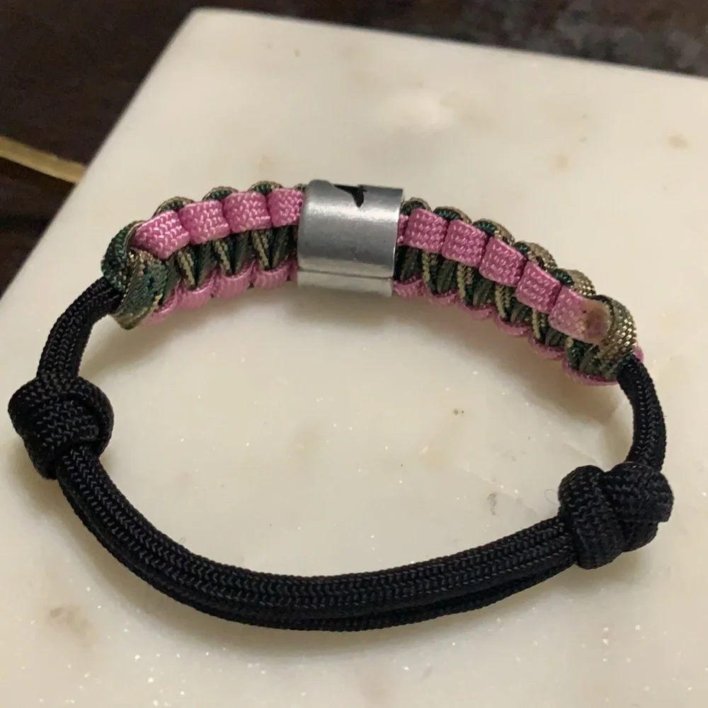 Duck commander pink paracord bracelet with logo